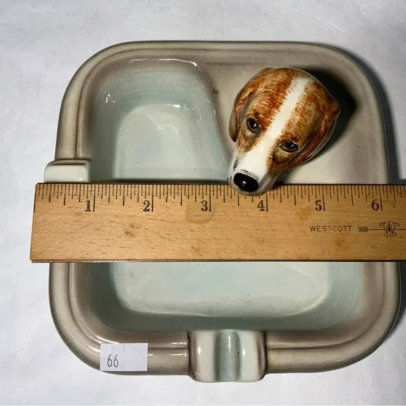 Vintage 1940 Porcelain Goldscheider Beagle Large Ashtray RARE - Picture 4 of 5